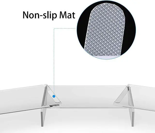 Alt view image 6 of 7 - Acrylic Monitor Stand Riser Dual Monitor Stand with Adjustable Length and Angle 3 Shelf Monitor Stand Riser with Anti-Slip Mat for Laptop Computer PC Printer TV Screen