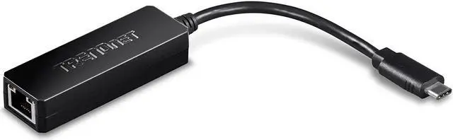 Main image of TRENDnet TUC-ETG, USB Type-C to Gigabit Ethernet LAN Wired Network Adapter for Windows Compatible with Windows 10, Energy Saving, 5 inch length, Black