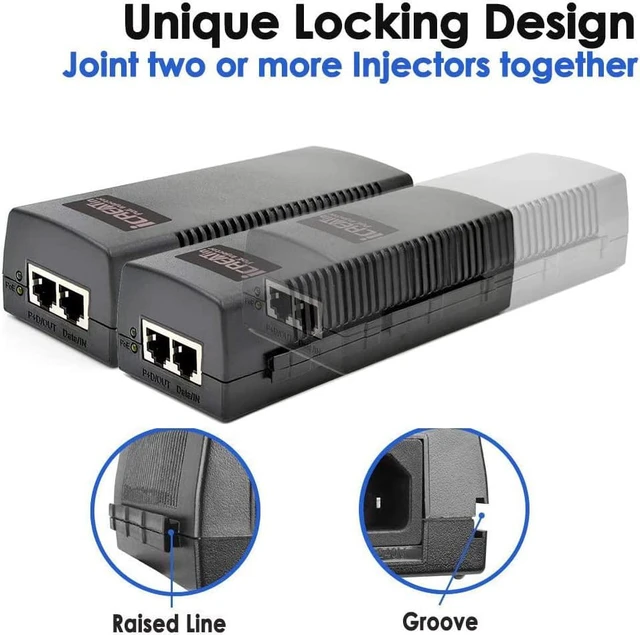 Alt view image 5 of 7 - 60W Gigabit PoE+ Injector, 10/100/1000Mbps, PoE++ Injector Ethernet Adapter, Shidlded RJ-45, IEEE 802.3af/at/bt Compliant, Up to 328 Ft, Replace of TL-PoE170S, TPE-117GI, M921-E-60W