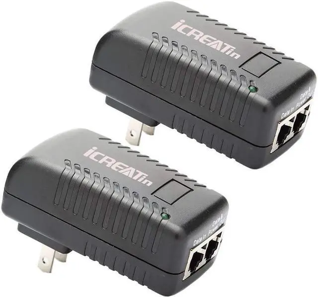 Main image of 2-Pack Wall PoE Injector Power Over Ethernet Adapter 802.3af 48V 24W 0.5A for Security IP Cameras IP Phones, 10/100Mbps