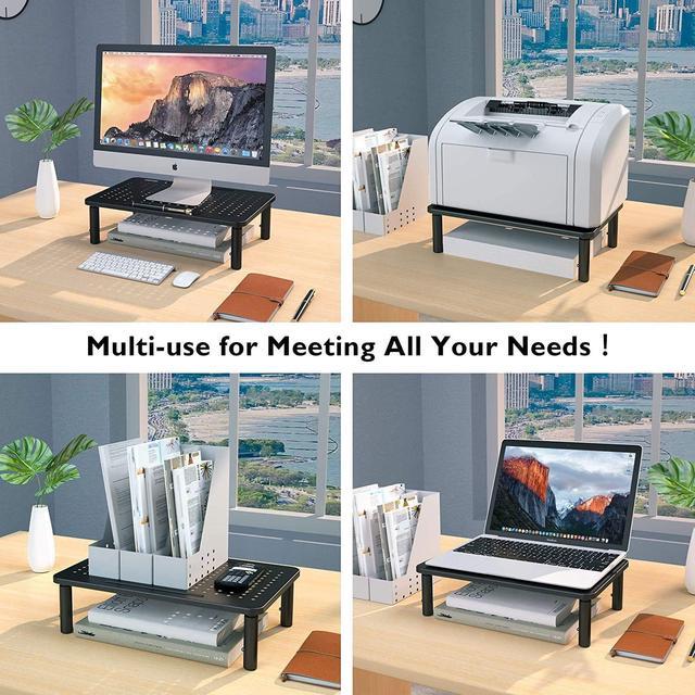 BONTEC 2 Pack Monitor Stand Riser with Drawer, 3 Height Adjustable PC  Monitor Riser for Desk with Mesh Platform for Laptop, Computer, iMac, PC,  Printer up to 44LBS/20KG, Cable Ties Included 