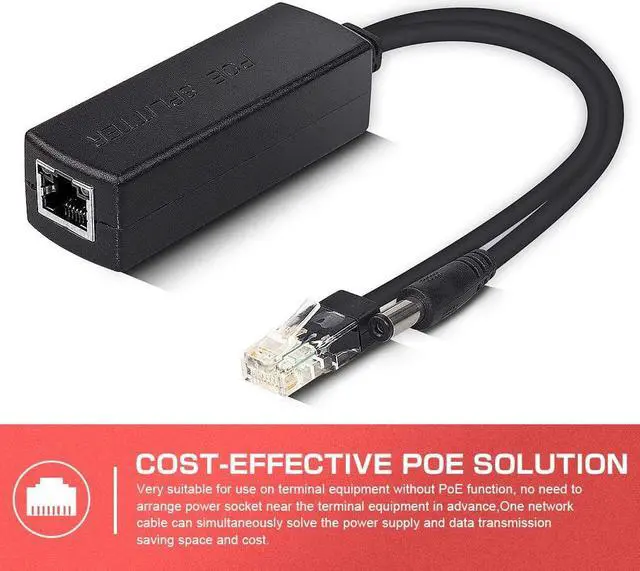 Alt view image 6 of 7 - ipolex Gigabit PoE Power Over ethernet Splitter Adapter 48V to 12V, DC Jack 5.5x2.1mm, IEEE 802.3af/at Compliant 10/100/1000Mbps PoE Splitter with 12V Output for Surveillance Camera CCTV & VoIP Phone
