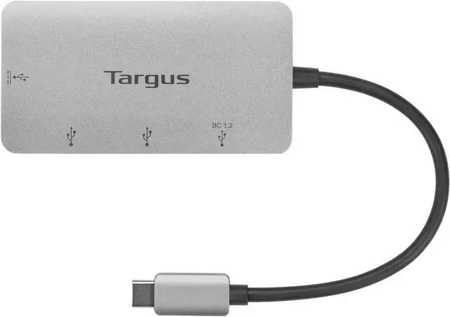 Alt view image 2 of 7 - Targus USB-C Multi-Port Hub with 3X USB-A Ports and 1x USB-C Port with 100W PD Pass-Thru, Gray (ACH229USZ)