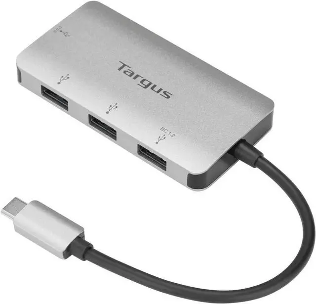 Alt view image 3 of 7 - Targus USB-C Multi-Port Hub with 3X USB-A Ports and 1x USB-C Port with 100W PD Pass-Thru, Gray (ACH229USZ)