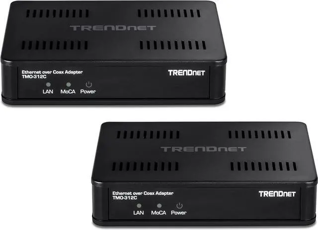 Alt view image 7 of 7 - TRENDnet Ethernet Over Coax MoCa 2.5 Adapter (2-Pack), TMO-312C2K, Backward Compatible with MoCA 2.0/1.1/1.0, RJ-45 Gigabit LAN Port, Supports Net Throughput up to 1Gbps, Support up to 16 Nodes, Black