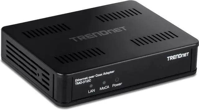Main image of TRENDnet Ethernet Over Coax MoCA 2.5 Adapter, TMO-312C, Backward Compatible with MoCA 2.0/1.1/1.0, RJ-45 Gigabit LAN Port, Supports Net Throughput up to 1Gbps, Support up to 16 Nodes, Black