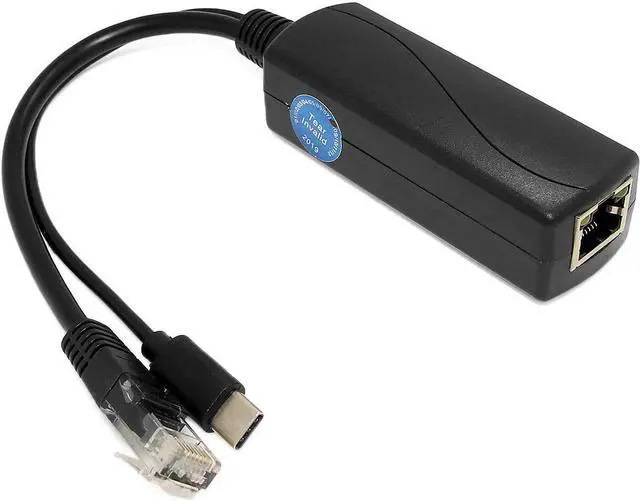 Main image of Type C PoE Splitter 5V 3A, IEEE 802.3af Standard, 10/100Mbps Type C Power Over Ethernet Splitter with RJ45 Port and TYPEC Port(TYPEC0503 Black)