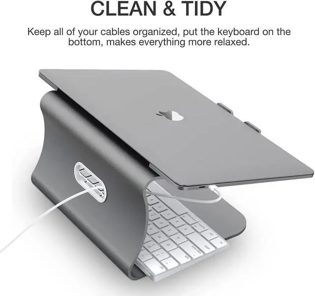 Alt view image 3 of 6 - Laptop Stand Aluminum Cooling Computer Stand Holder for Apple MacBook Air Pro 11-16" Laptops (Gray)
