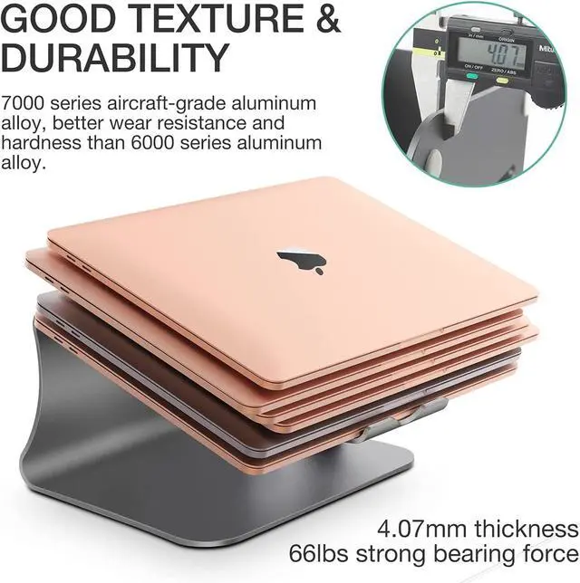 Alt view image 6 of 6 - Laptop Stand Aluminum Cooling Computer Stand Holder for Apple MacBook Air Pro 11-16" Laptops (Gray)