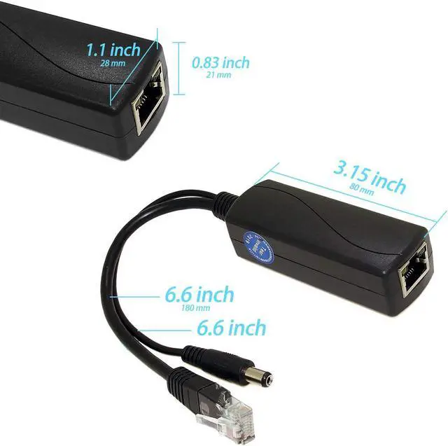 Alt view image 3 of 7 - Gigabit PoE Splitter 12V 1A Output, IEEE 802.3af Standard Compliant 10, 100, 1000Mbps Power Over Ethernet Splitter Adapter for Security Camera CCTV Surveillance 5.5x2.1mm DC Plug (PS5712G)
