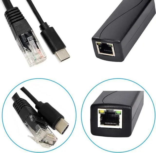 Alt view image 2 of 7 - Gigabit Type C PoE Splitter 5V 2.4A, IEEE 802.3af Standard, 10/100/1000Mbps Type C Power Over Ethernet Splitter for 5v Devices, iPads, USB, Dropcam, Raspberry Pi (TYPEC0502G Black)