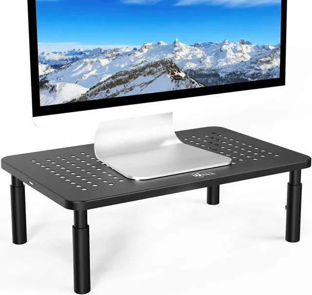 Main image of WALI Computer Monitor Stand for Desk, Adjustable Laptop Riser, Desk Monitor Stand Underneath Storage for Office, Home, School Supplies (STT003), 1 Pack, Black