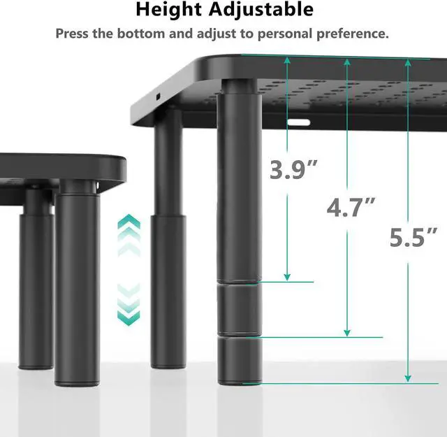 Alt view image 5 of 7 - WALI Computer Monitor Stand for Desk, Adjustable Laptop Riser, Desk Monitor Stand Underneath Storage for Office, Home, School Supplies (STT003), 1 Pack, Black