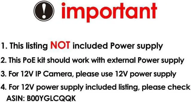 Alt view image 5 of 5 - Passive PoE Injector and Splitter Power Over Ethernet Kit with 5.5x2.1 mm DC Plug for IP Security Camera- 2 Pairs