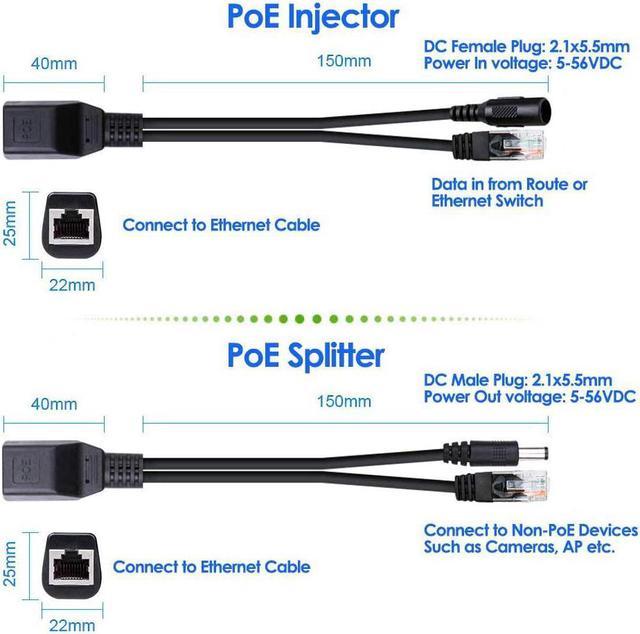  iCreatin Passive PoE Injector and PoE Splitter Kit with 5.5x2.1  mm DC Connector : Electronics