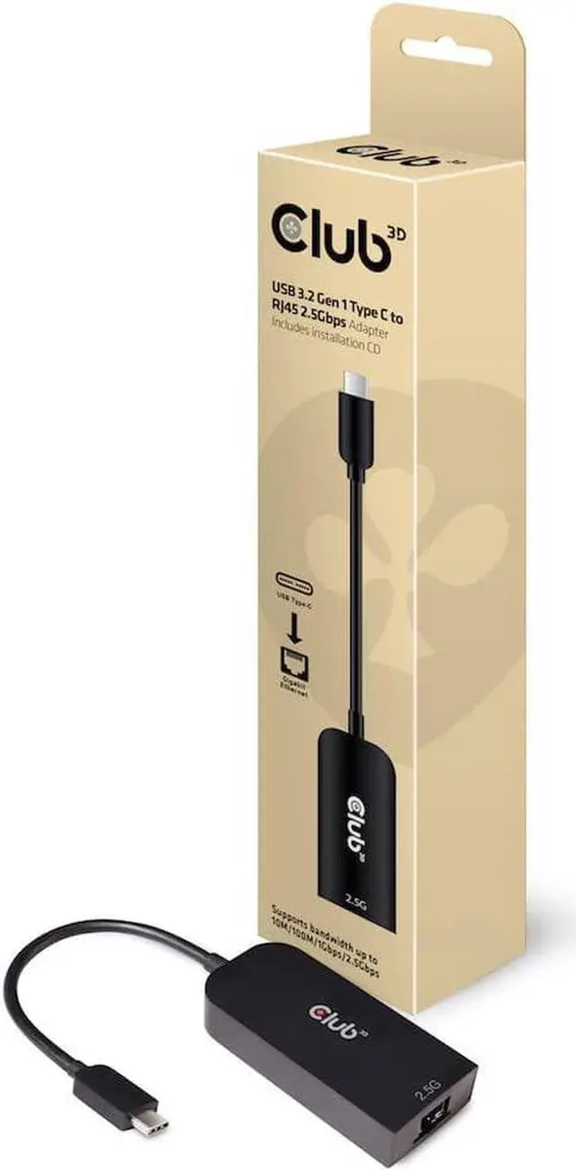 Alt view image 2 of 5 - Club 3D Cac-1520 USB 3.2 Type C to Rj45 2.5 Gigabit LAN Ethernet Cable Adapter Windows 10, 8.1, Mac OSX 10.6 to 10.13