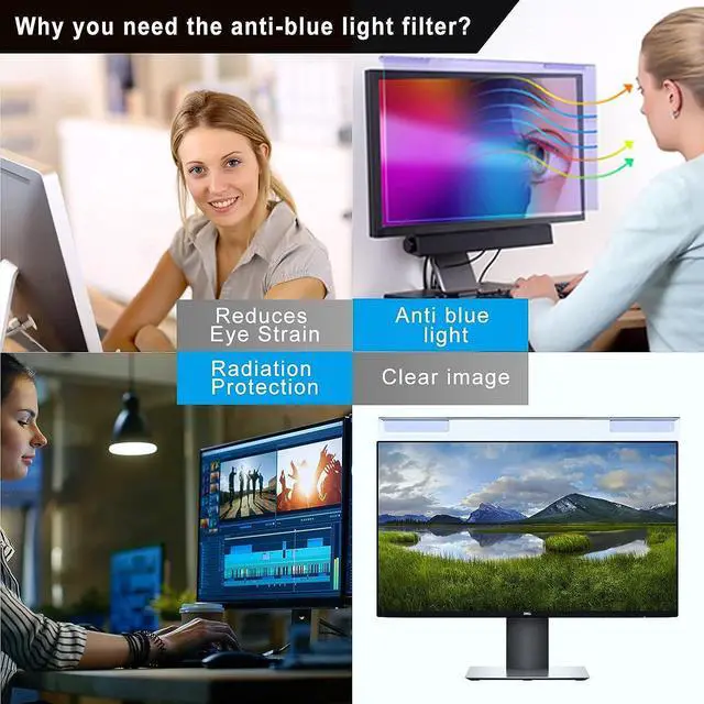Alt view image 7 of 7 - Anti Blue Light Screen Protector for 25 26 27 inch Universal Desktop Monitor Computer Blue Light Blocking Filter Panel for Eyes - Widescreen Monitor Frame Hanging Type (16:9/16:10)