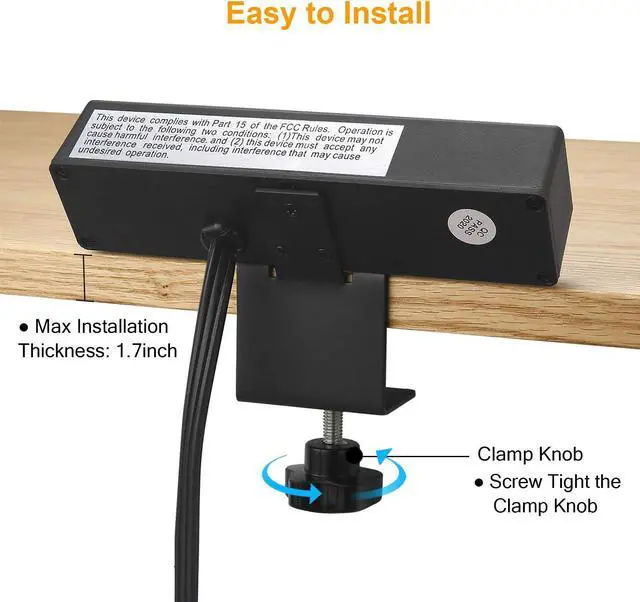Alt view image 4 of 7 - HHSOET Desk Clamp Power Strip, Desktop Power Outlet Clamp Mount with 2 USB Ports, 4 AC Outlets, Mountable Desk Outlet Removable Power Plugs with 6ft Cord.(4AC2USB-Black)