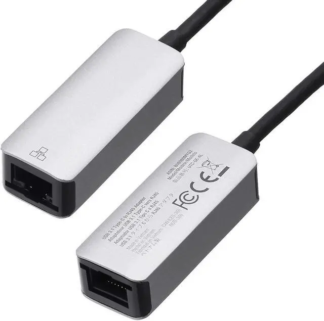 Alt view image 4 of 6 - Basics Aluminum USB 3.1 Type-C to RJ45 Gigabit Ethernet Adapter, Grey, 2.07 x 0.81 x 0.6 inches