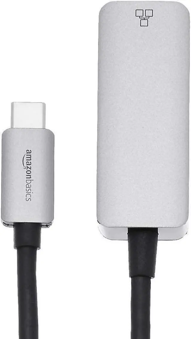 Alt view image 2 of 6 - Basics Aluminum USB 3.1 Type-C to RJ45 Gigabit Ethernet Adapter, Grey, 2.07 x 0.81 x 0.6 inches