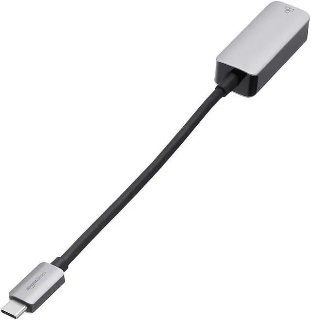 Alt view image 5 of 6 - Basics Aluminum USB 3.1 Type-C to RJ45 Gigabit Ethernet Adapter, Grey, 2.07 x 0.81 x 0.6 inches