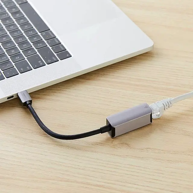 Alt view image 6 of 6 - Basics Aluminum USB 3.1 Type-C to RJ45 Gigabit Ethernet Adapter, Grey, 2.07 x 0.81 x 0.6 inches