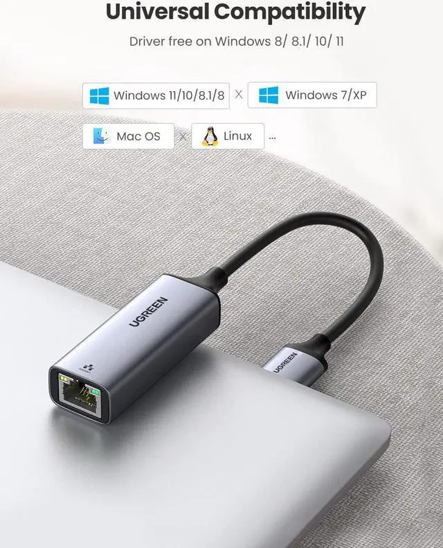 Alt view image 4 of 7 - UGREEN USB Ethernet Adapter Aluminum USB 3.0 to Network Gigabit RJ45 LAN 10 100 1000 Mbps Adapter Converter Compatible with Nintendo Switch MacBook Mac Pro Mini iMac XPS Surface Pro Notebook PC