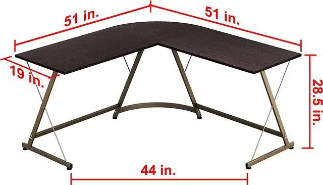 Alt view image 2 of 5 - SHW Gaming Desk L-Shaped Office Computer Corner Table, Espresso