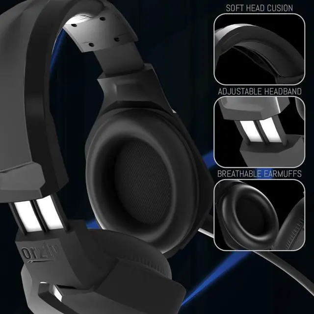 Alt view image 4 of 7 - Orzly Gaming Headset for PC and Gaming Consoles PS5, PS4, Xbox Series X | S, Xbox ONE, Nintendo Switch & Google Stadia Stereo Sound with Noise Cancelling mic - Hornet RXH-20 Abyss Edition