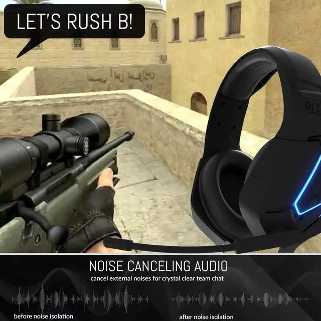 Alt view image 5 of 7 - Orzly Gaming Headset for PC and Gaming Consoles PS5, PS4, Xbox Series X | S, Xbox ONE, Nintendo Switch & Google Stadia Stereo Sound with Noise Cancelling mic - Hornet RXH-20 Abyss Edition