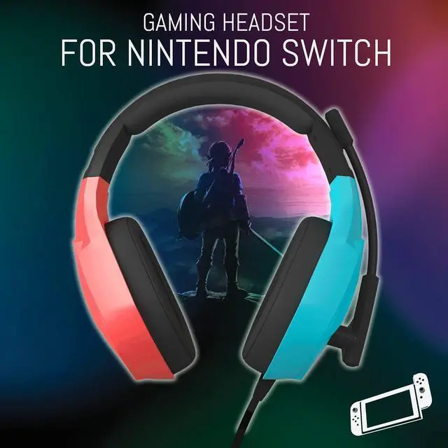 Alt view image 3 of 7 - Orzly Gaming Headset with Mic for Nintendo Switch OLED and Lite Joycon Color Match with Led Light Microphone & Remote - Hornet RXH-20 Tanami Edition