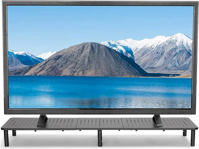 Alt view image 5 of 5 - Husky Mounts Large Dual Monitor Stand Riser, Adjustable Legs, 39" x 9.25" x 5.5" Max Height, Matte Black Steel