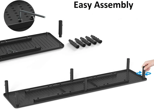 Alt view image 3 of 5 - Husky Mounts Large Dual Monitor Stand Riser, Adjustable Legs, 39" x 9.25" x 5.5" Max Height, Matte Black Steel