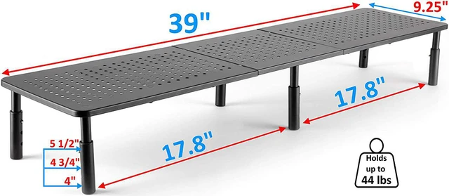 Alt view image 2 of 5 - Husky Mounts Large Dual Monitor Stand Riser, Adjustable Legs, 39" x 9.25" x 5.5" Max Height, Matte Black Steel