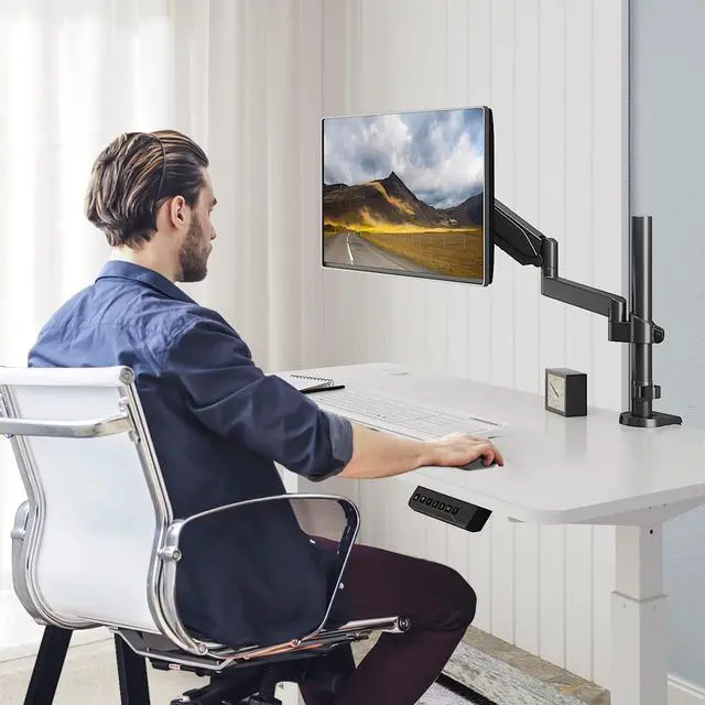 Alt view image 3 of 7 - WALI Premium Single LCD Monitor Desk Mount Fully Adjustable Gas Spring Stand for Display 17-32 inch, 17.6lbs Weight Capacity GSDM001