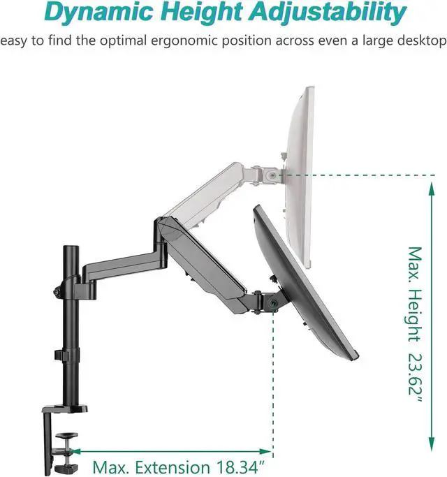 Alt view image 4 of 7 - WALI Premium Single LCD Monitor Desk Mount Fully Adjustable Gas Spring Stand for Display 17-32 inch, 17.6lbs Weight Capacity GSDM001