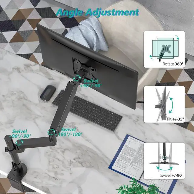 Alt view image 5 of 7 - WALI Premium Single LCD Monitor Desk Mount Fully Adjustable Gas Spring Stand for Display 17-32 inch, 17.6lbs Weight Capacity GSDM001