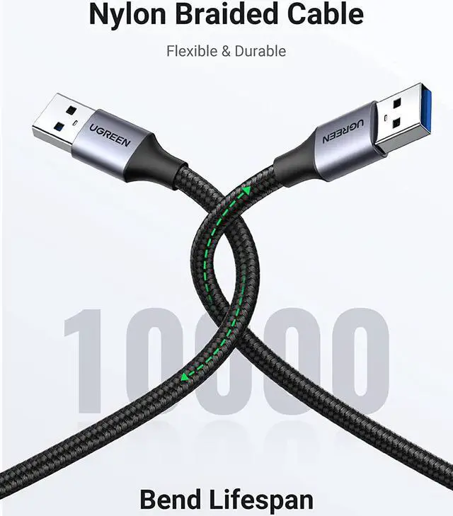 Alt view image 6 of 7 - U USB Cable USB 3.0 A to A Cable Male to Male 5Gbps Data Transfer Cord Nylon Braided Cable for Hard Drive Enclosure, TV Box, Modem, Camera, Printer, Laptop Cooling Fan, 3ft