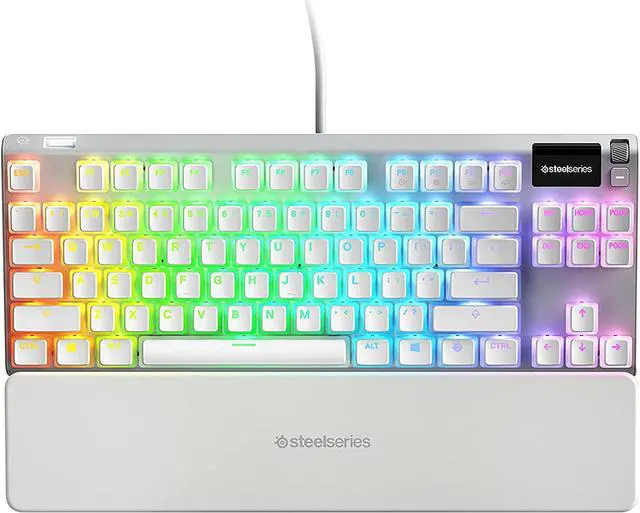 Alt view image 2 of 4 - SteelSeries Apex 7 TKL Compact Mechanical Gaming Keyboard  OLED Smart Display  USB Passthrough and Media Controls  Linear and Quiet  RGB Backlit (Red Switch) - Ghost