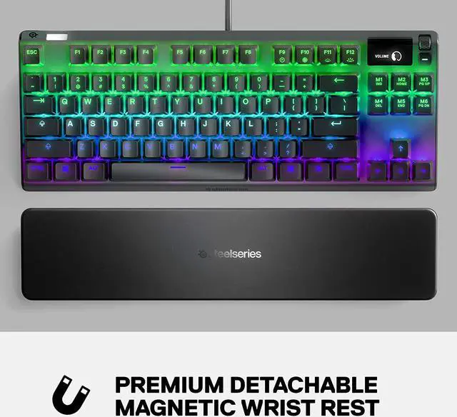Alt view image 4 of 7 - SteelSeries Apex 7 TKL Compact Mechanical Gaming Keyboard  OLED Smart Display  USB Passthrough and Media Controls  Linear and Quiet  RGB Backlit (Red Switch)