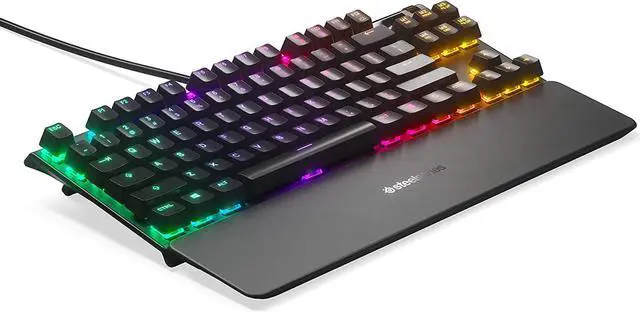Alt view image 7 of 7 - SteelSeries Apex 7 TKL Compact Mechanical Gaming Keyboard  OLED Smart Display  USB Passthrough and Media Controls  Linear and Quiet  RGB Backlit (Red Switch)