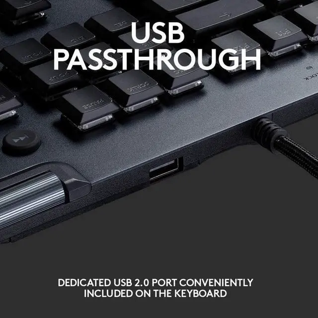 Alt view image 3 of 7 - G815 LIGHTSYNC RGB Mechanical Gaming Keyboard with Low Profile GL Clicky key switch, 5 programmable G-keys, USB Passthrough, dedicated media control - Clicky,Black