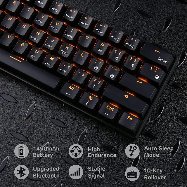 Alt view image 5 of 7 - RK ROYAL KLUDGE RK61 Wireless 60% Triple Mode Mechanical Keyboard, 61 Keys Bluetooth Mechanical Keyboard, Compact Gaming Keyboard with Programmable Software (Hot-Swappable Red Switch, Black)
