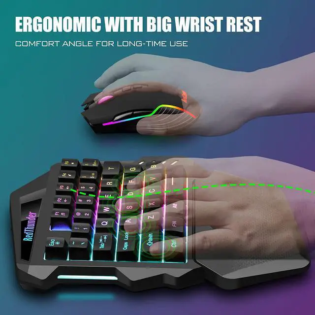 Alt view image 5 of 7 - Wireless One-Handed Gaming Keyboard 2.4Ghz RGB Backlit Mini Gaming Keypad Rechargeable 2000mAh Battery for PC Gamer