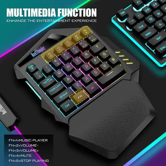 Alt view image 6 of 7 - Wireless One-Handed Gaming Keyboard 2.4Ghz RGB Backlit Mini Gaming Keypad Rechargeable 2000mAh Battery for PC Gamer