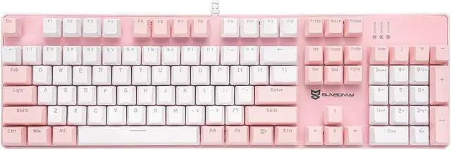 Main image of Wired Mechanical Gaming Keyboard | Brown Switch PC Gaming Keyboard | 104 Keys US Layout | Wired Gaming Keyboard | Hot Swappable Mechanical Keyboard | Silent Mechanical Keyboard | Pink & White Combo
