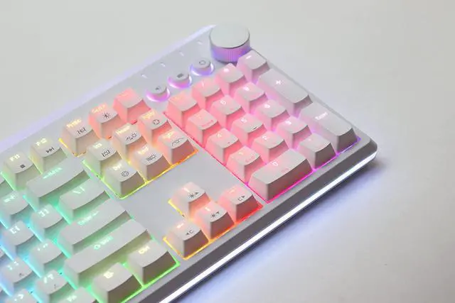 Alt view image 7 of 7 - i-rocks K71M RGB Mechanical Gaming Keyboard with Media Control Knob, Switches (Brown), 107 Keys w/Full NKRO, PBT Keycaps, Multimedia Hotkeys, Detachable USB-C Cable and Onboard Storage, White