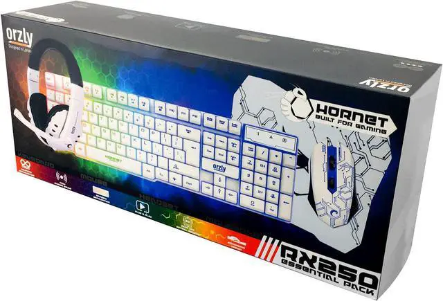 Alt view image 2 of 7 - Gaming Keyboard and Mouse and Gaming Headset & Mouse Pad, Wired LED RGB Backlight Bundle for PC Gamers Users - 4 in 1 White Edition Hornet RX-250