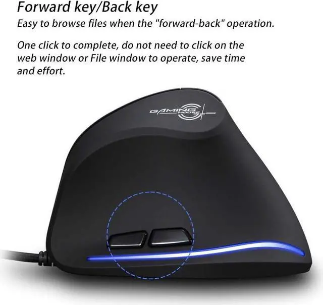 Alt view image 7 of 7 - zelotes Wired Mouse for Computer,3200DPI,6 Buttons LED USB Optical Ergonomic mouse,Vertical Mouse,Corded mouse for Laptop,PC,Mac,Black