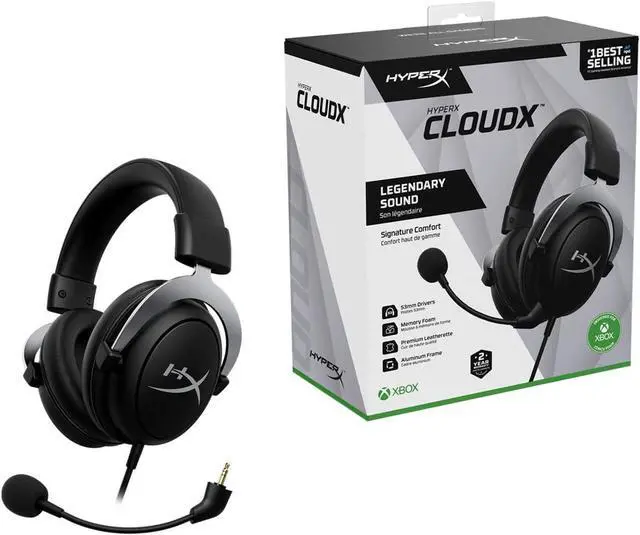 Alt view image 6 of 7 - CloudX Official Xbox Licensed Gaming Headset Compatible with Xbox One and Xbox Series X|S Memory Foam Ear Cushions Detachable Noise-Cancelling Mic in-line Audio Controls Silver